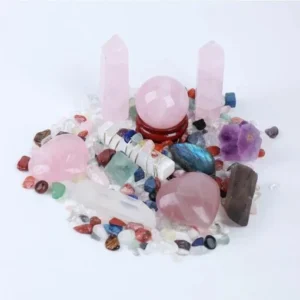 7 Types of Crystal Tower Palm Stone Chips Sphere Energy Gift Box Wholesale