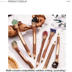 Natural crystal raw stone magic pen, wooden round ball pen, crystal handicraft, scepter signature pen