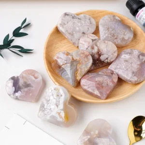 2 Sizes of Sakura Agate Crystal Heart Wholesale