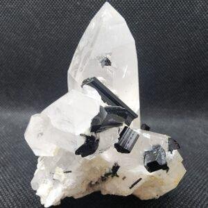 SCHORL TOURMALINE ON QUARTZ CRYSTALS FROM PAKISTAN