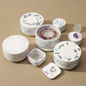 Natural crystal crushed stone gypsum demagnetizing bowl, hand ornament, purification storage box