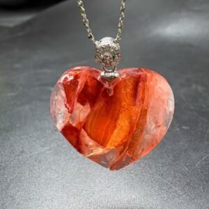 Natural tea crystal heart pendant