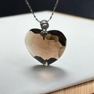 Natural tea crystal heart pendant