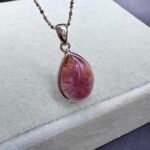 Natural Amethyst Titanium Water Drop Pendant