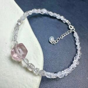 Natural shimmering diamond paired with pink crystal pineapple-shaped beads bracelet for wholesale purchase