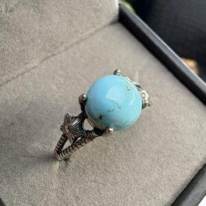 Natural Turquoise Gemstone Ring in Sterling Silver 925 - Handcrafted Raw Crystal Jewelry for Men & Women