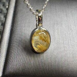 natural rutilated quartz pendant 12mm copper setting