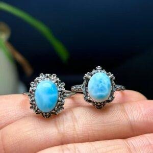 natural larimar ring s925 sterling silver