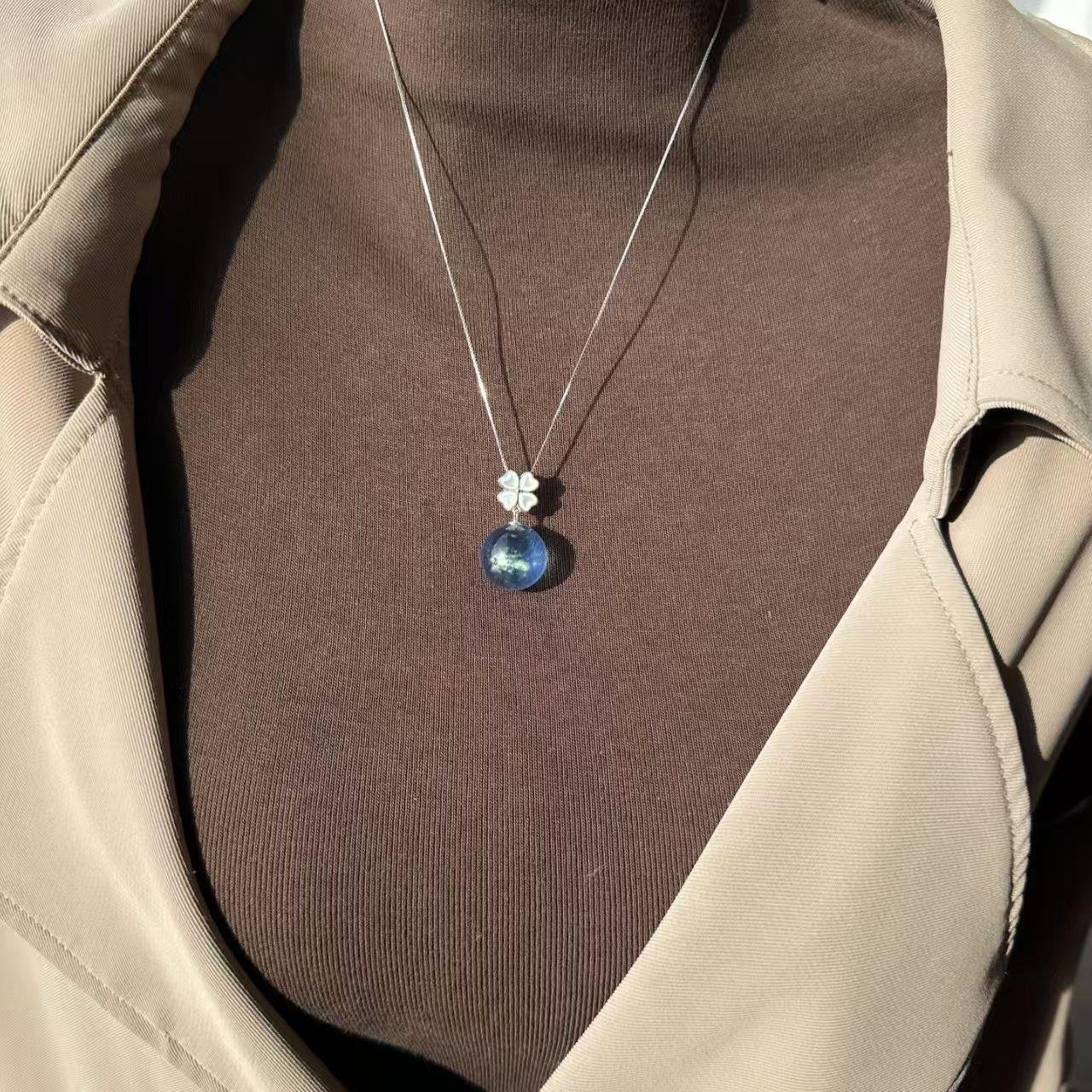 s925 sterling silver natural blue larimar pendant 15mm