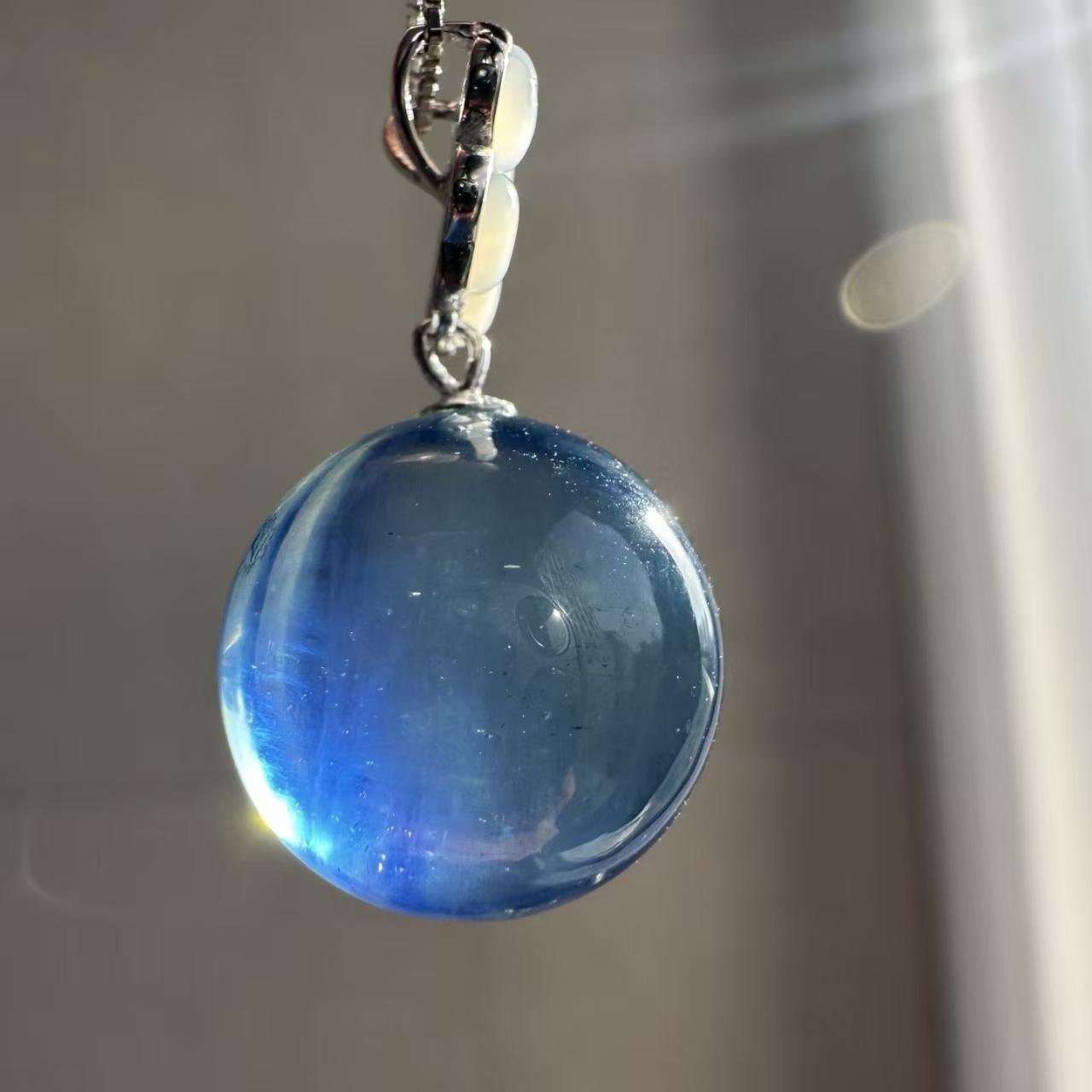 s925 sterling silver natural blue larimar pendant 15mm