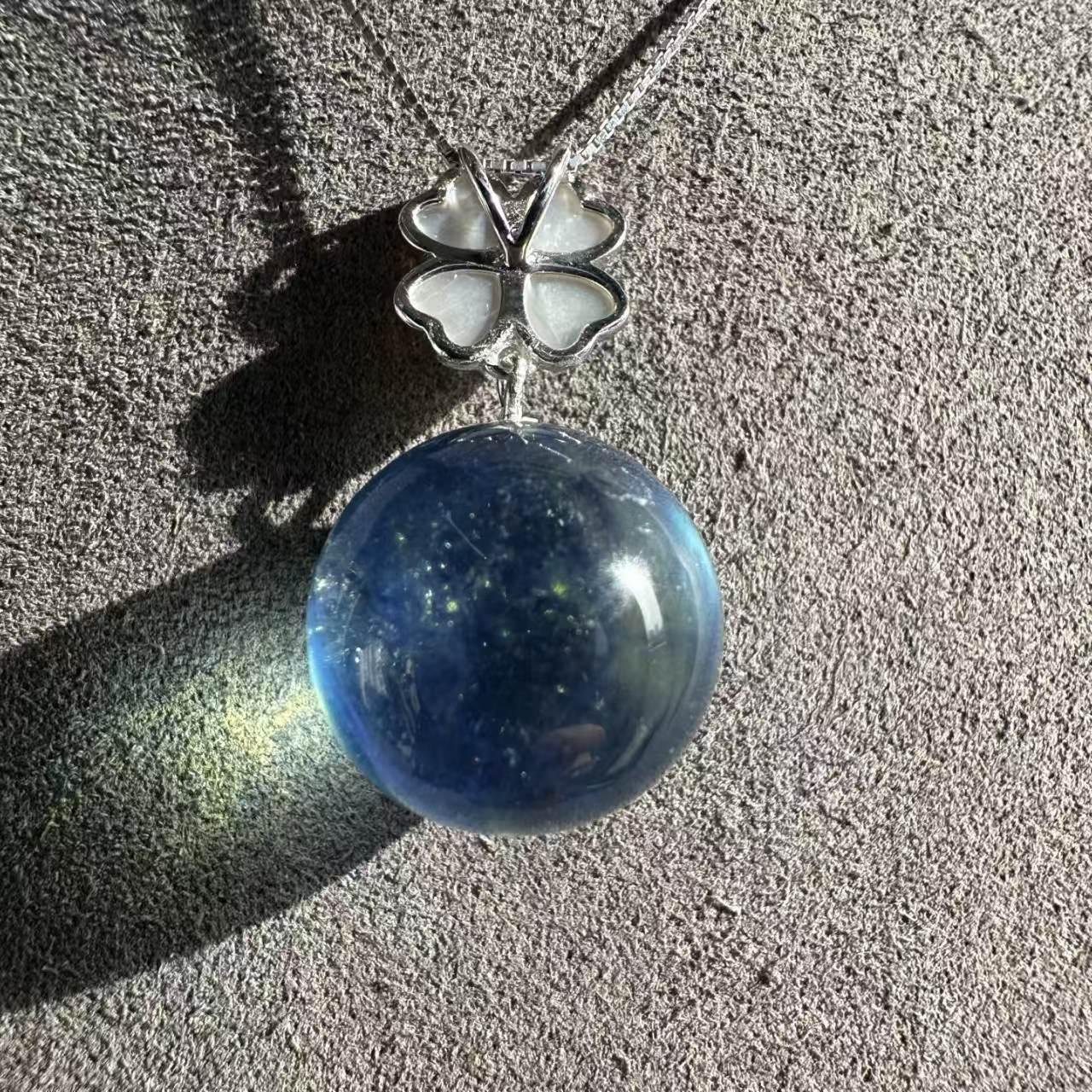 s925 sterling silver natural blue larimar pendant 15mm